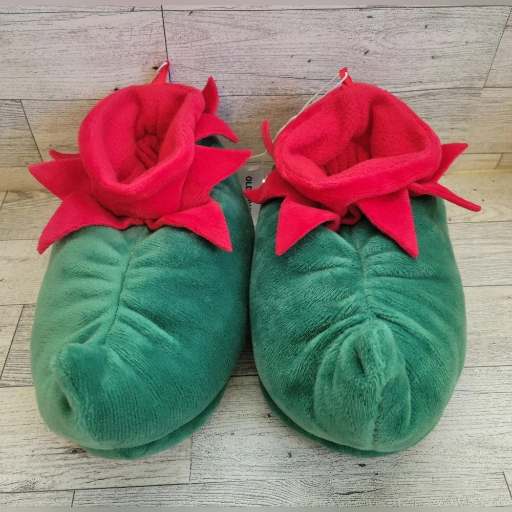 🖤 LAST ONE OLD NAVY Kids Sz Small 7 - 8  Christmas Elf Slippers Red & Green NWT